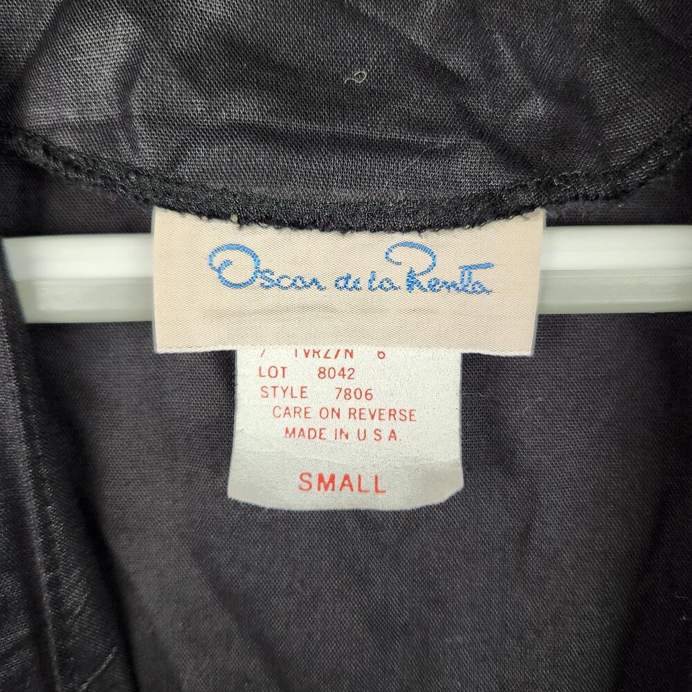 Vintage Oscar De La Renta Robe Womens Small Black Kimono Belted Striped 80s Boxy - Picture 3 of 12